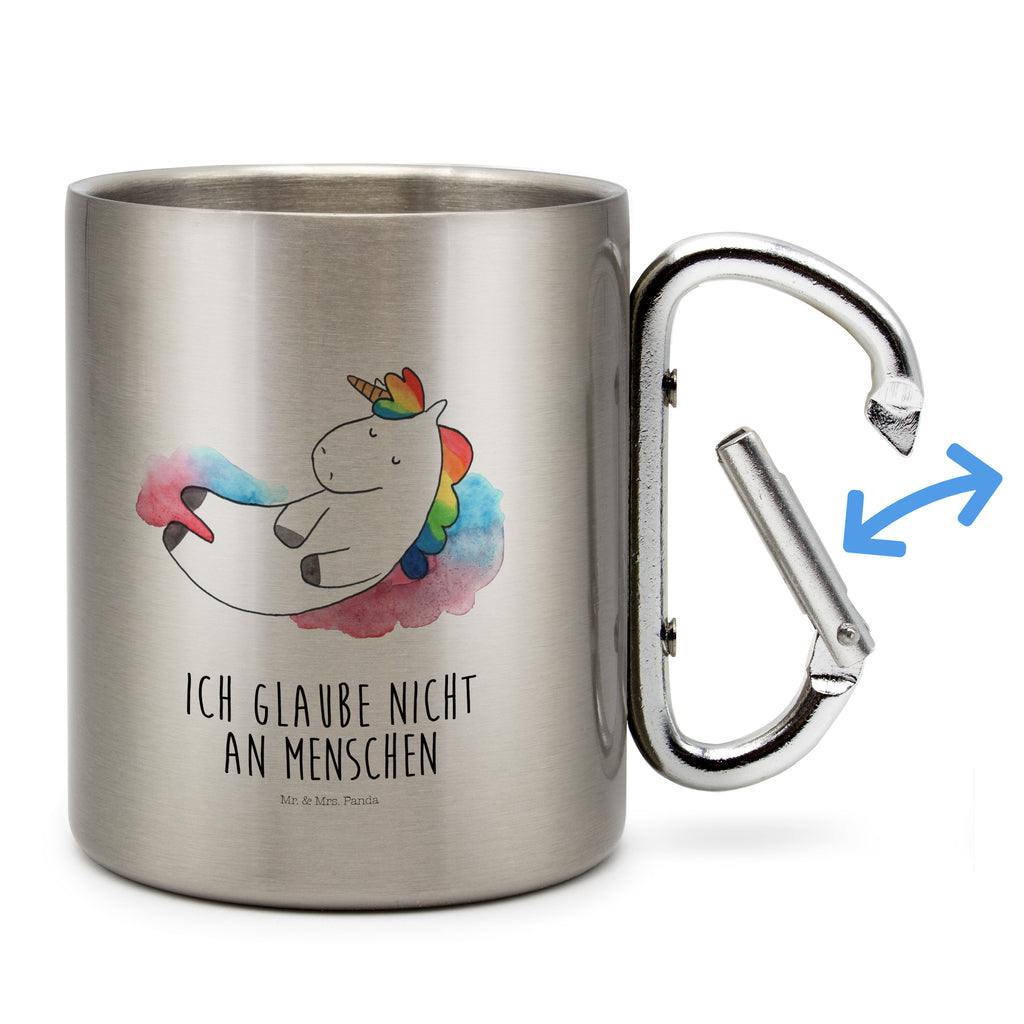 Edelstahlbecher Einhorn Wolke 7 Edelstahltasse, Karabiner, Edelstahlbecher, Outdoor, Camping, Tasse, Becher, Einhorn, Einhörner, Einhorn Deko, Pegasus, Unicorn, verliebt, Menschen, witzig, lustig, Geschenk, Glaube, Realität, Lächeln