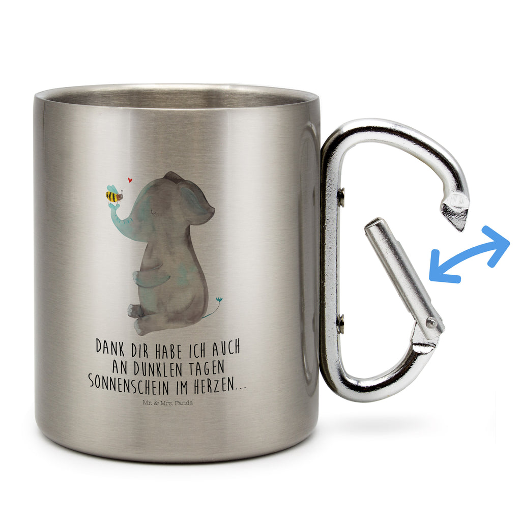 Edelstahlbecher Elefant & Biene Edelstahltasse, Karabiner, Edelstahlbecher, Outdoor, Camping, Tasse, Becher, Tiermotive, Gute Laune, lustige Sprüche, Tiere, Elefant, Biene, Liebe, Liebesbeweis, Jahrestag, Liebesgeschenk, Heiratsantrag, Hochzeitsgeschenk, Liebesspruch