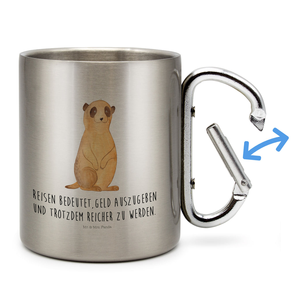 Edelstahlbecher Erdmännchen Edelstahltasse, Karabiner, Edelstahlbecher, Outdoor, Camping, Tasse, Becher, Afrika, Wildtiere, Erdmännchen, Reisen, Spruch, Weltreise, Afrikareise, Roadtrip, Traveling