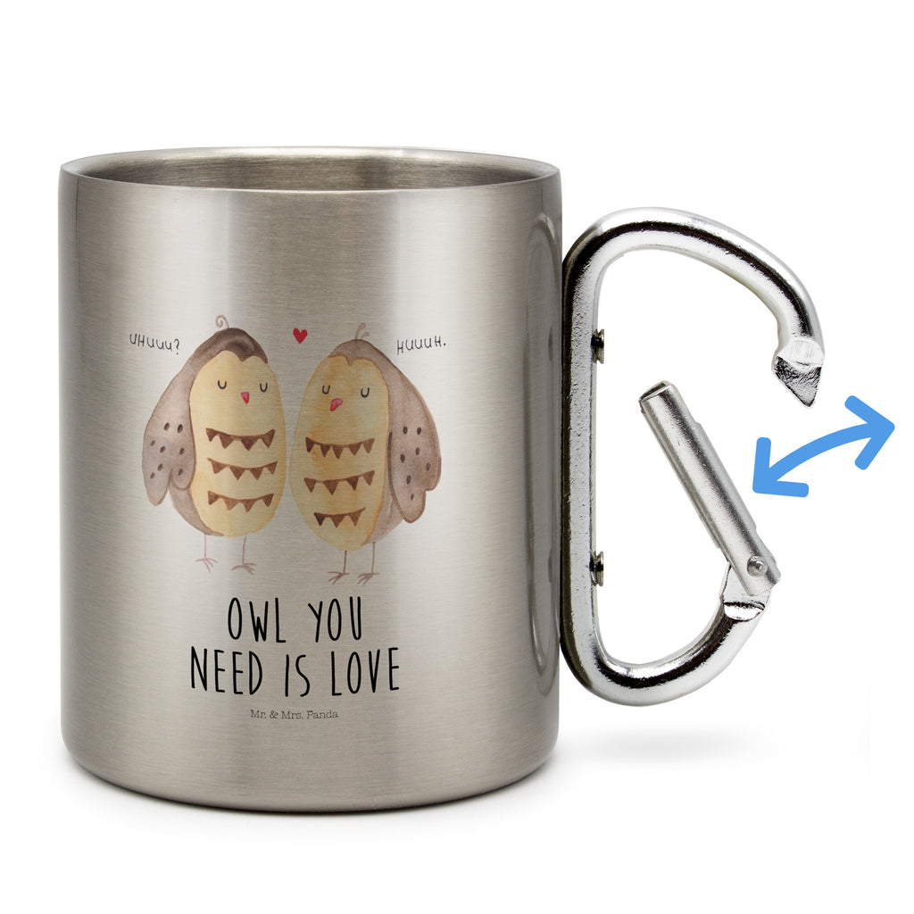 Edelstahlbecher Eule Liebe Edelstahltasse, Karabiner, Edelstahlbecher, Outdoor, Camping, Tasse, Becher, Eule, Eule Deko, Liebe, Hochzeit Spruch, Owl, All you need is love, Liebe Spruch, Freundin Geschenk, Freund, Wortspiel lustig