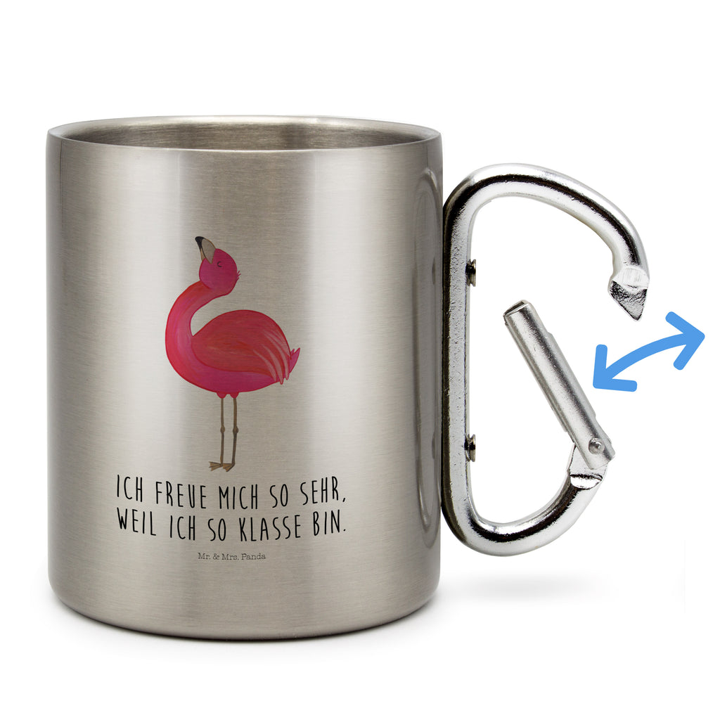 Edelstahlbecher Flamingo stolz Edelstahltasse, Karabiner, Edelstahlbecher, Outdoor, Camping, Tasse, Becher, Flamingo, stolz, Freude, Selbstliebe, Selbstakzeptanz, Freundin, beste Freundin, Tochter, Mama, Schwester