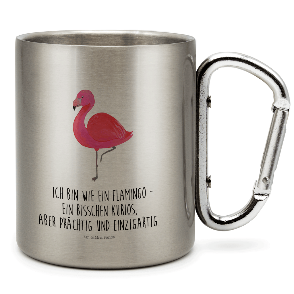 Edelstahlbecher Flamingo classic Edelstahltasse, Karabiner, Edelstahlbecher, Outdoor, Camping, Tasse, Becher, Flamingo, Einzigartig, Selbstliebe, Stolz, ich, für mich, Spruch, Freundin, Freundinnen, Außenseiter, Sohn, Tochter, Geschwister