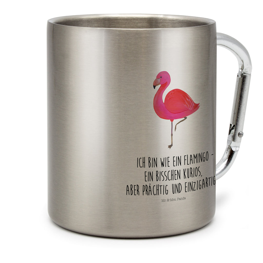 Edelstahlbecher Flamingo classic Edelstahltasse, Karabiner, Edelstahlbecher, Outdoor, Camping, Tasse, Becher, Flamingo, Einzigartig, Selbstliebe, Stolz, ich, für mich, Spruch, Freundin, Freundinnen, Außenseiter, Sohn, Tochter, Geschwister
