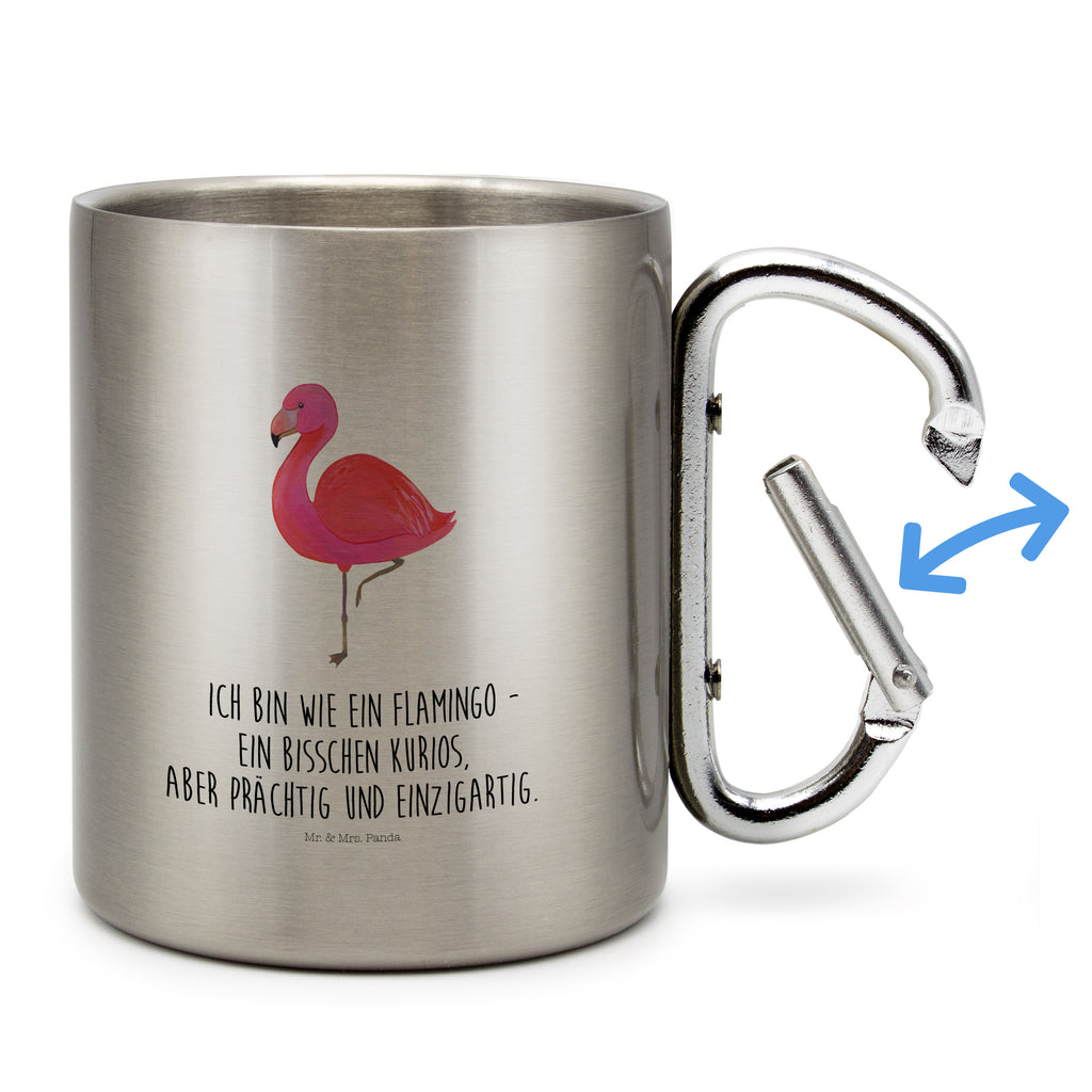 Edelstahlbecher Flamingo classic Edelstahltasse, Karabiner, Edelstahlbecher, Outdoor, Camping, Tasse, Becher, Flamingo, Einzigartig, Selbstliebe, Stolz, ich, für mich, Spruch, Freundin, Freundinnen, Außenseiter, Sohn, Tochter, Geschwister