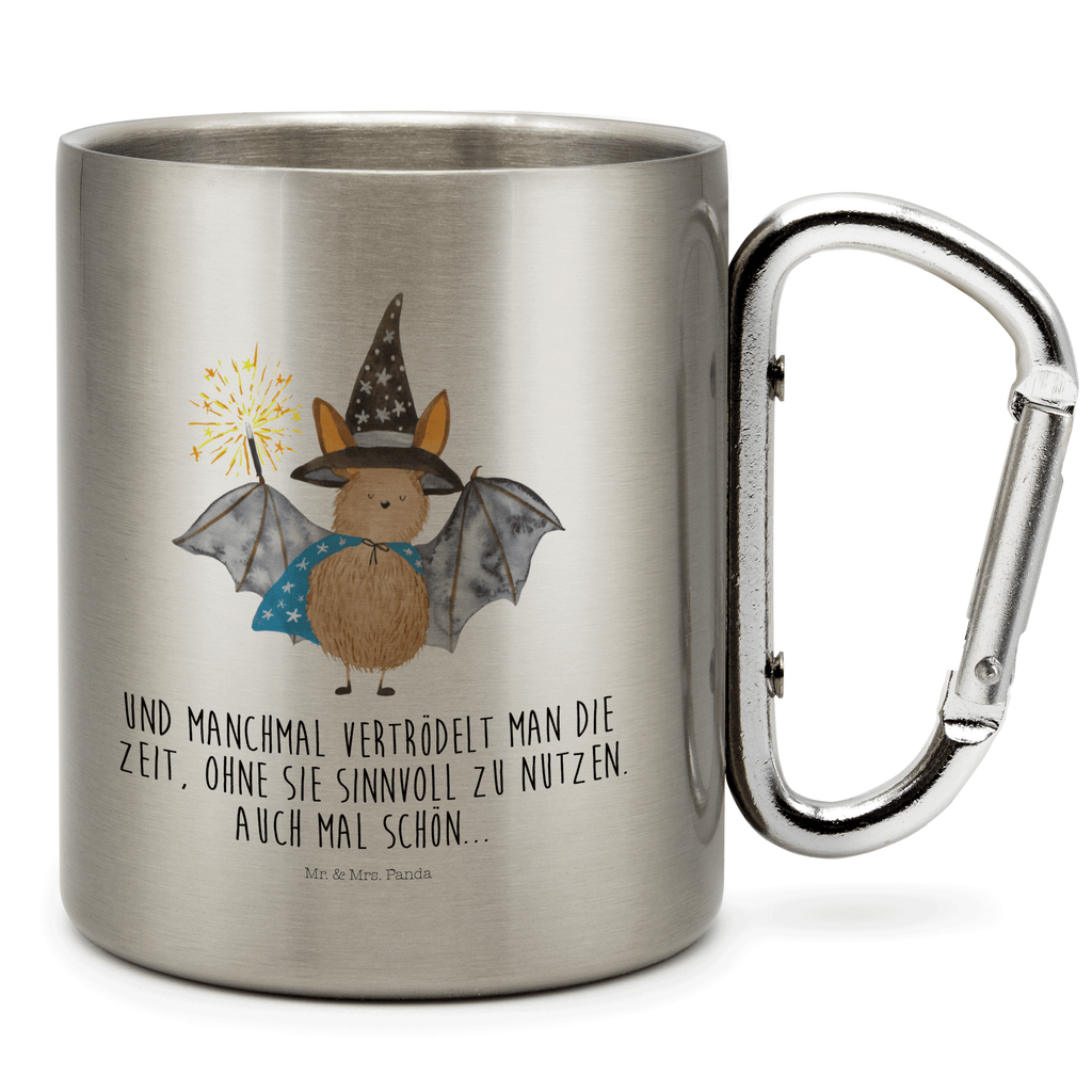 Edelstahlbecher Fledermaus Zauberer Edelstahltasse, Karabiner, Edelstahlbecher, Outdoor, Camping, Tasse, Becher, Tiermotive, Gute Laune, lustige Sprüche, Tiere, Fledermaus, Fledermäuse, Zauberer, Magier, Frauen, reinsteigern