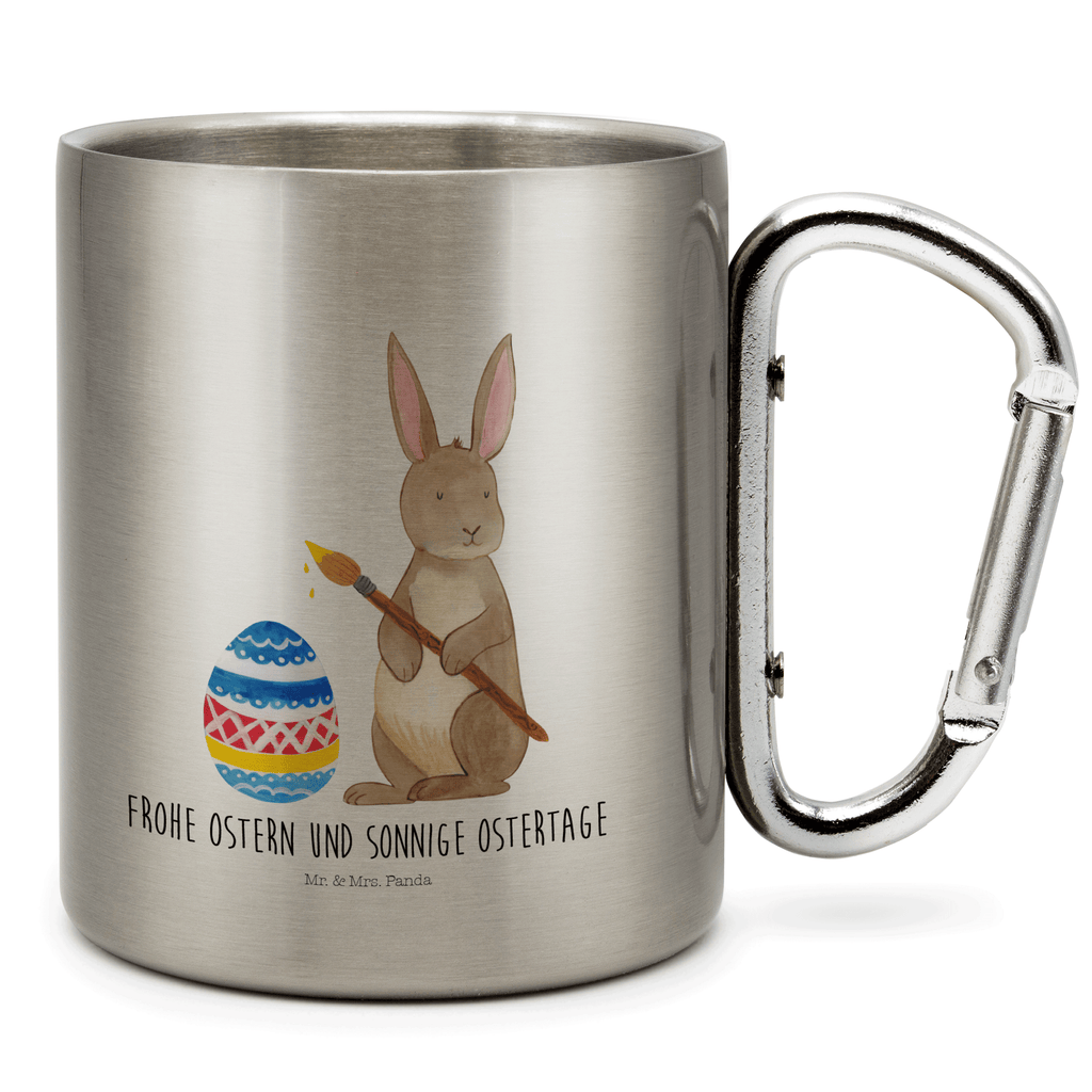 Edelstahlbecher Hase Eiermalen Edelstahltasse, Karabiner, Edelstahlbecher, Outdoor, Camping, Tasse, Becher, Ostern, Osterhase, Ostergeschenke, Osternest, Osterdeko, Geschenk zu Ostern, Frohe Ostern, Ostergrüße, Osterblume, Osterei, bemalte Ostereier, Hase, Kaninchen, Eiermalen
