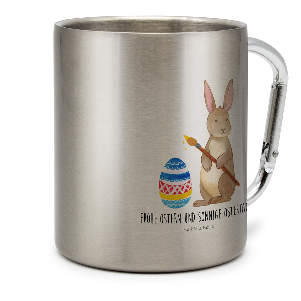 Edelstahlbecher Hase Eiermalen Edelstahltasse, Karabiner, Edelstahlbecher, Outdoor, Camping, Tasse, Becher, Ostern, Osterhase, Ostergeschenke, Osternest, Osterdeko, Geschenk zu Ostern, Frohe Ostern, Ostergrüße, Osterblume, Osterei, bemalte Ostereier, Hase, Kaninchen, Eiermalen