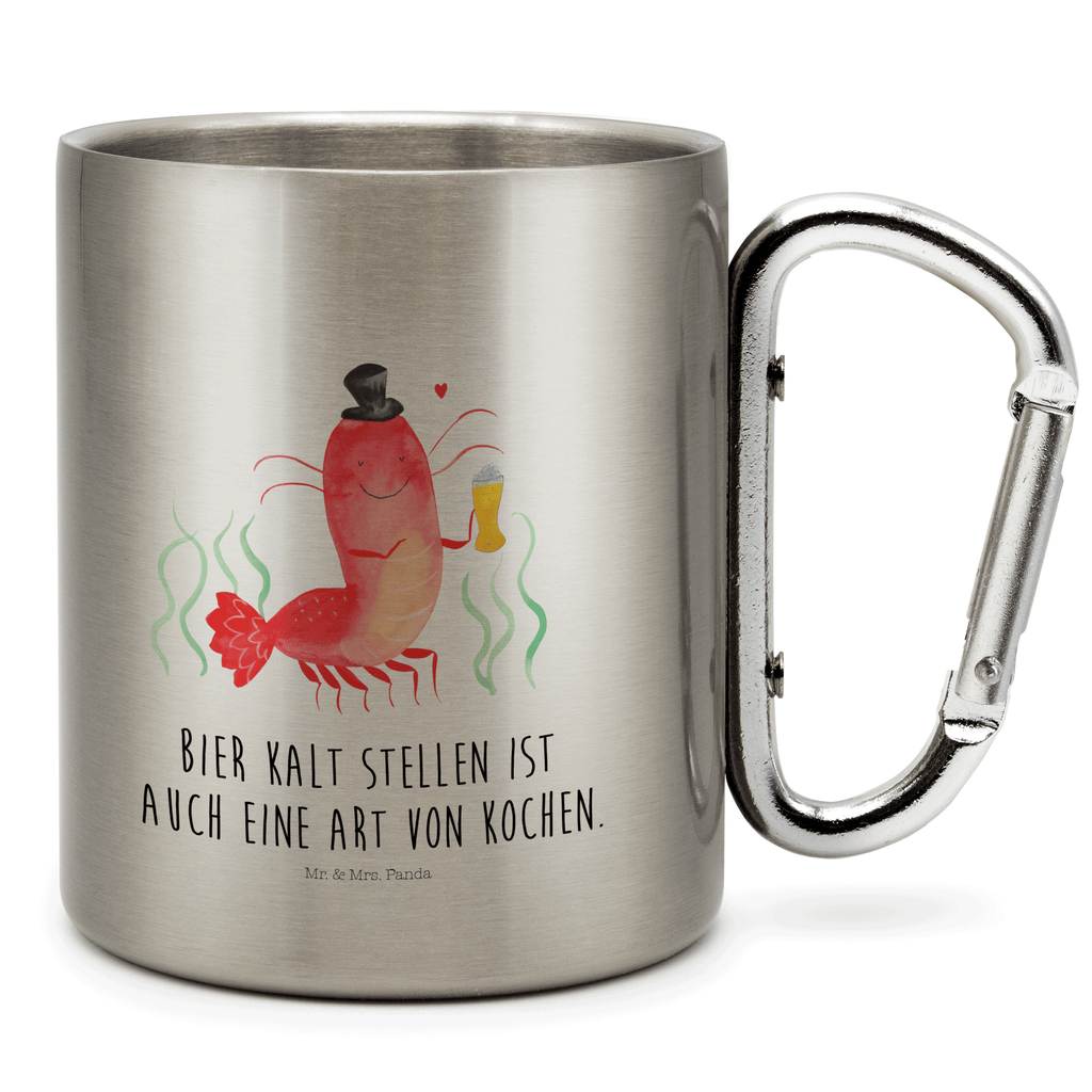 Edelstahlbecher Hummer mit Weizen Edelstahltasse, Karabiner, Edelstahlbecher, Outdoor, Camping, Tasse, Becher, Meerestiere, Meer, Urlaub, Garnele, Garnelen, Bier, Kochen, Männerhaushalt, Junggeselle, Junggesellin, Bierliebhaber, Kneipe, Gasthaus, Wirtschaft