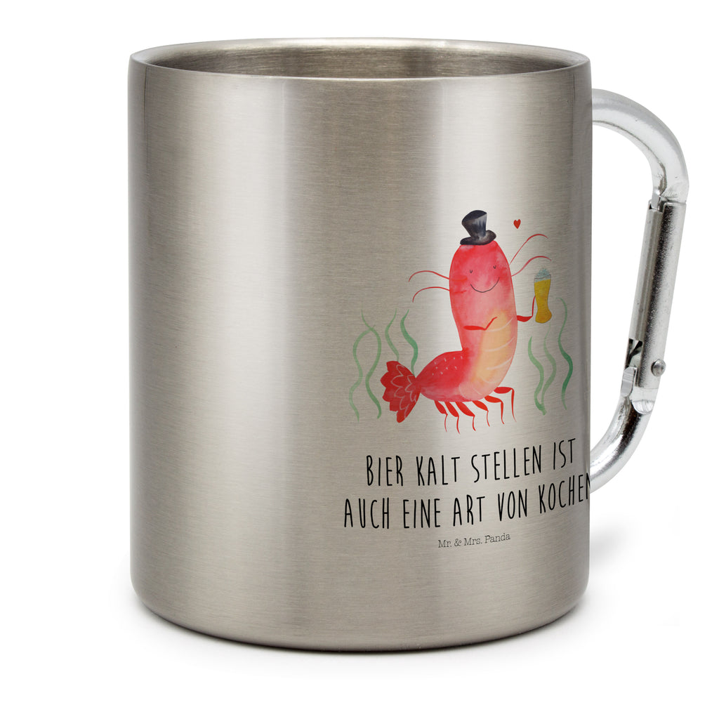 Edelstahlbecher Hummer mit Weizen Edelstahltasse, Karabiner, Edelstahlbecher, Outdoor, Camping, Tasse, Becher, Meerestiere, Meer, Urlaub, Garnele, Garnelen, Bier, Kochen, Männerhaushalt, Junggeselle, Junggesellin, Bierliebhaber, Kneipe, Gasthaus, Wirtschaft