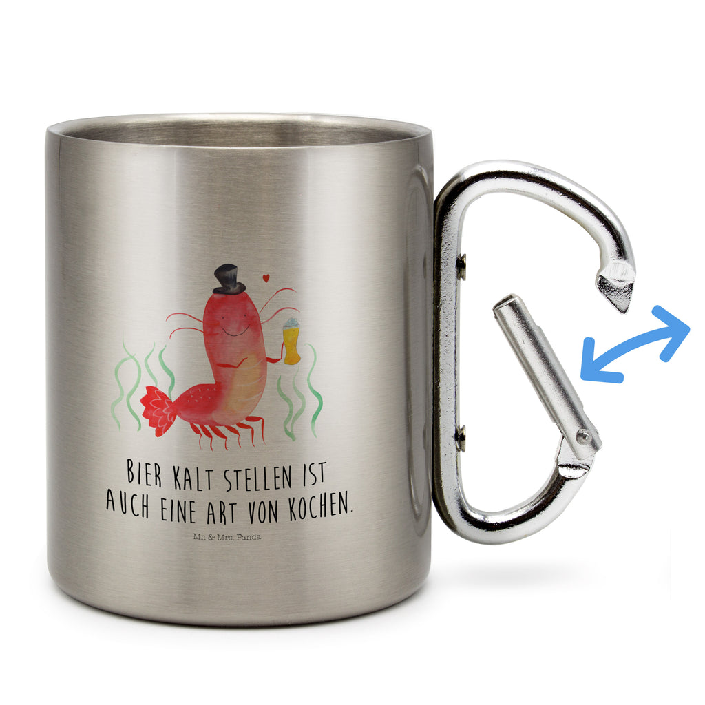 Edelstahlbecher Hummer mit Weizen Edelstahltasse, Karabiner, Edelstahlbecher, Outdoor, Camping, Tasse, Becher, Meerestiere, Meer, Urlaub, Garnele, Garnelen, Bier, Kochen, Männerhaushalt, Junggeselle, Junggesellin, Bierliebhaber, Kneipe, Gasthaus, Wirtschaft