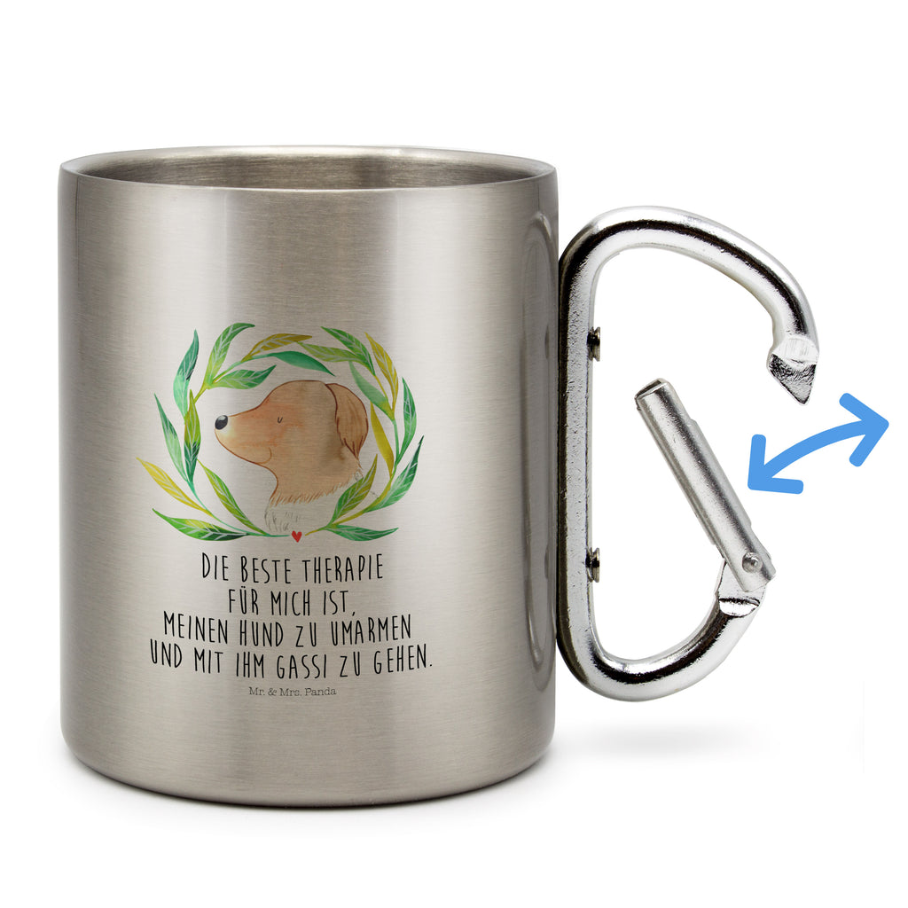 Edelstahlbecher Hund Ranke Edelstahltasse, Karabiner, Edelstahlbecher, Outdoor, Camping, Tasse, Becher, Hund, Hundemotiv, Haustier, Hunderasse, Tierliebhaber, Hundebesitzer, Sprüche, Ranke, Therapie, Selbsttherapie, Hundeliebe, Hundeglück, Hunde