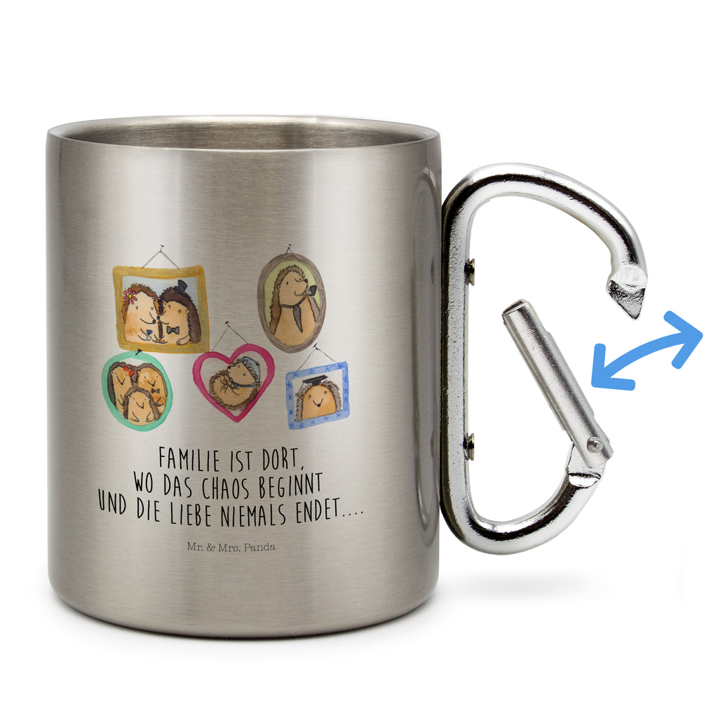 Edelstahlbecher Igel Familie Edelstahltasse, Karabiner, Edelstahlbecher, Outdoor, Camping, Tasse, Becher, Familie, Vatertag, Muttertag, Bruder, Schwester, Mama, Papa, Oma, Opa, Liebe, Igel, Bilder, Zusammenhalt, Glück