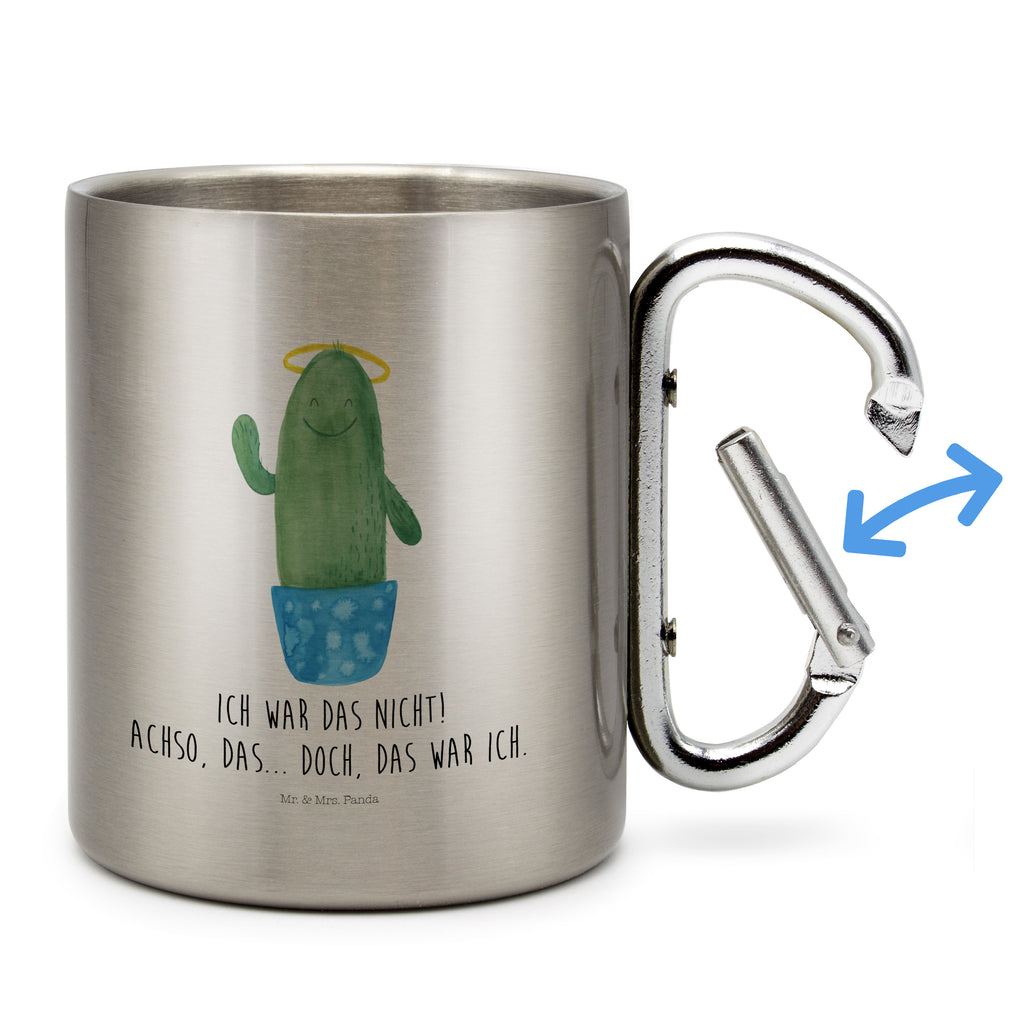 Edelstahlbecher Kaktus Heilig Edelstahltasse, Karabiner, Edelstahlbecher, Outdoor, Camping, Tasse, Becher, Kaktus, Kakteen, frech, lustig, Kind, Eltern, Familie, Bruder, Schwester, Schwestern, Freundin, Heiligenschein