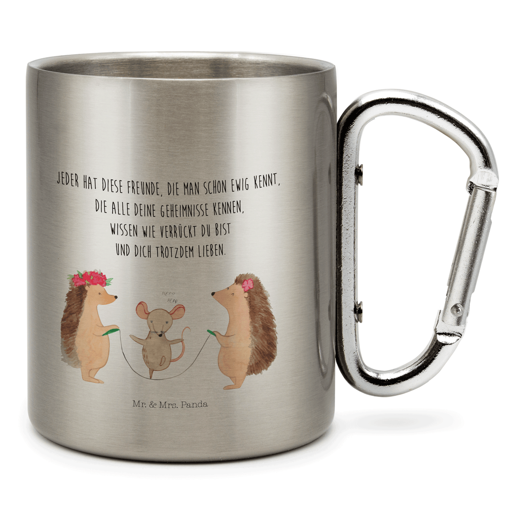 Edelstahlbecher Igel Seilhüpfen Edelstahltasse, Karabiner, Edelstahlbecher, Outdoor, Camping, Tasse, Becher, Tiermotive, Gute Laune, lustige Sprüche, Tiere, Igel, Maus, Seilspringen, Seilhüpfen, Kinder, Kindergarten