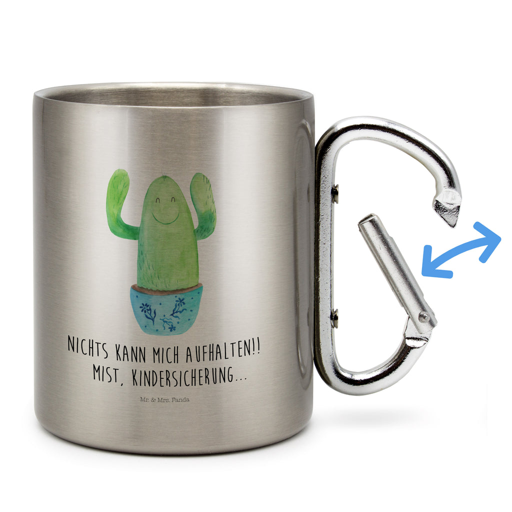 Edelstahlbecher Kaktus Happy Edelstahltasse, Karabiner, Edelstahlbecher, Outdoor, Camping, Tasse, Becher, Kaktus, Kakteen, Motivation, Spruch, lustig, Kindersicherung, Neustart, Büro, Büroalltag, Kollege, Kollegin, Freundin, Mutter, Familie, Ausbildung