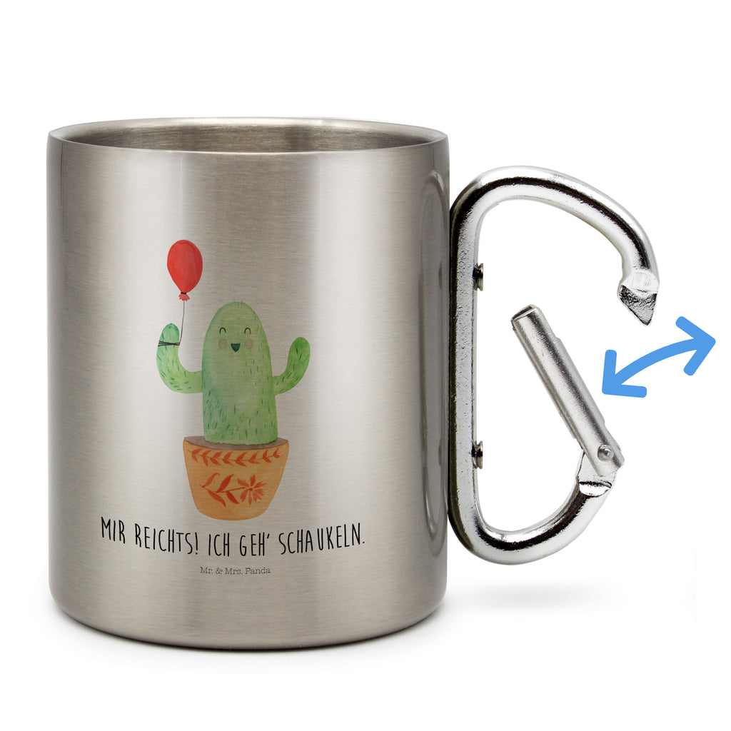 Edelstahlbecher Kaktus Luftballon Edelstahltasse, Karabiner, Edelstahlbecher, Outdoor, Camping, Tasse, Becher, Kaktus, Kakteen, Luftballon, Neustart, Freude, Büro, Stress, Büroalltag, Freundin, Freund, Ausbildung, Prüfung