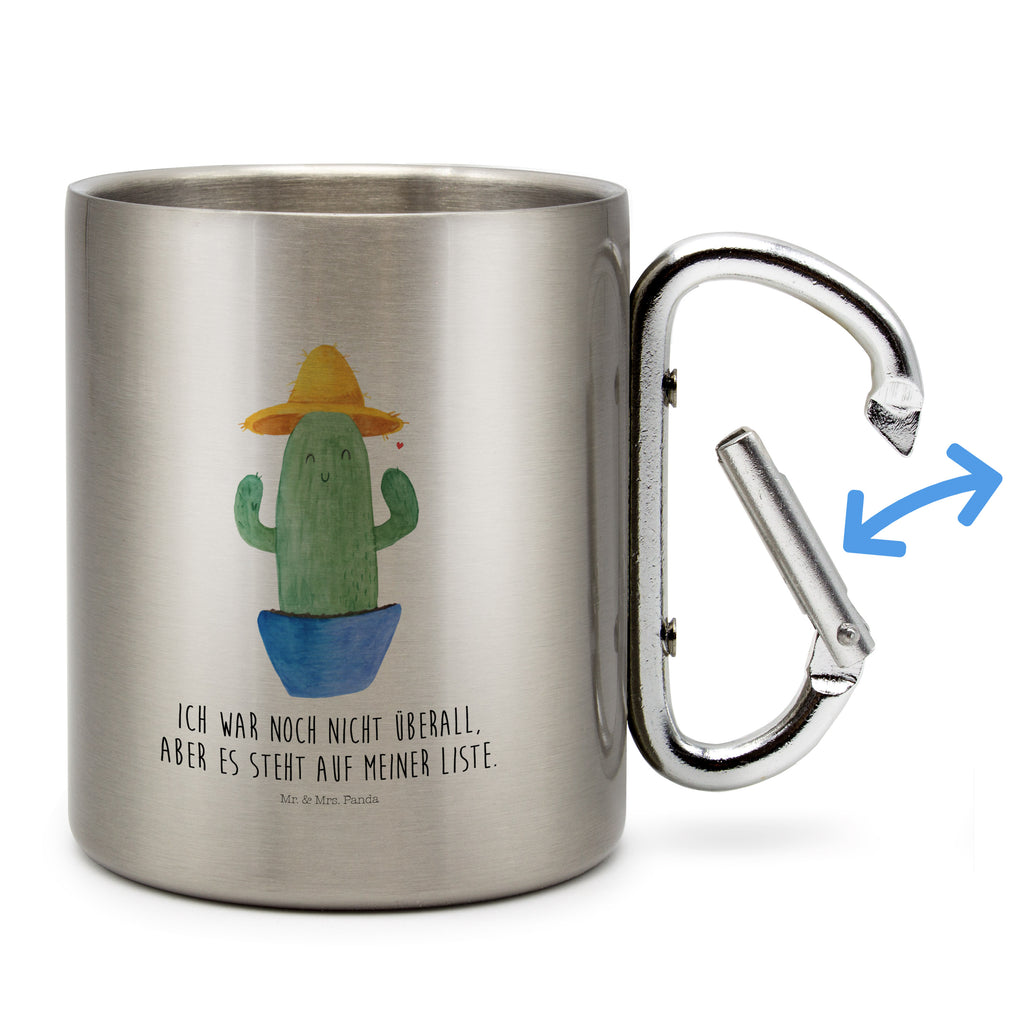 Edelstahlbecher Kaktus Sonnenhut Edelstahltasse, Karabiner, Edelstahlbecher, Outdoor, Camping, Tasse, Becher, Kaktus, Kakteen, Reisen, Weltreise, Weltenbummler, Reisetagebuch, Städtetrip, Kaktusliebe, Geschenkidee, Spruch, Motivation