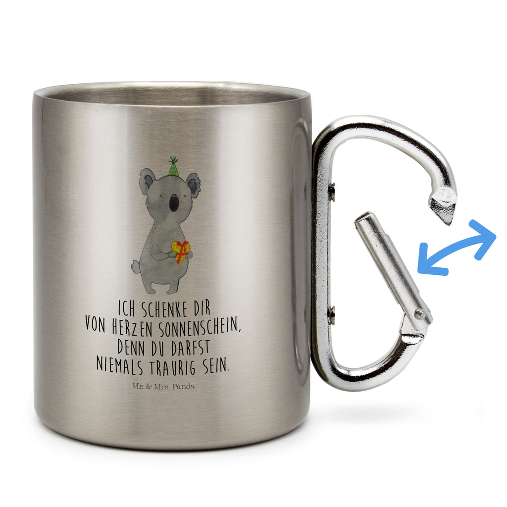 Edelstahlbecher Koala Geschenk Edelstahltasse, Karabiner, Edelstahlbecher, Outdoor, Camping, Tasse, Becher, Koala, Koalabär, Geschenk, Geburtstag, Party