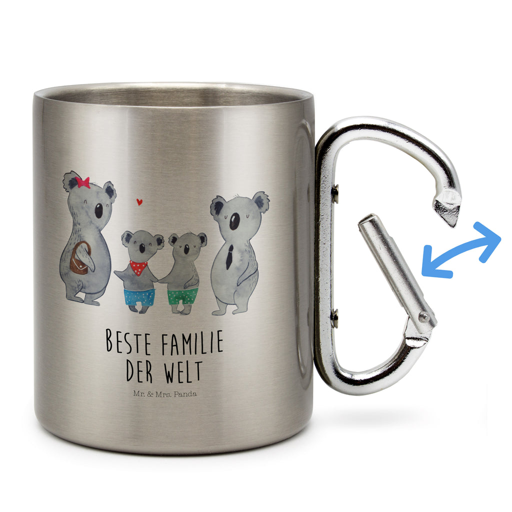 Edelstahlbecher Koala Familie zwei Edelstahltasse, Karabiner, Edelstahlbecher, Outdoor, Camping, Tasse, Becher, Familie, Vatertag, Muttertag, Bruder, Schwester, Mama, Papa, Oma, Opa, Koala, Koalabär, beste Familie, Familienzeit, Familienleben, Koalafamilie, Lieblingsfamilie