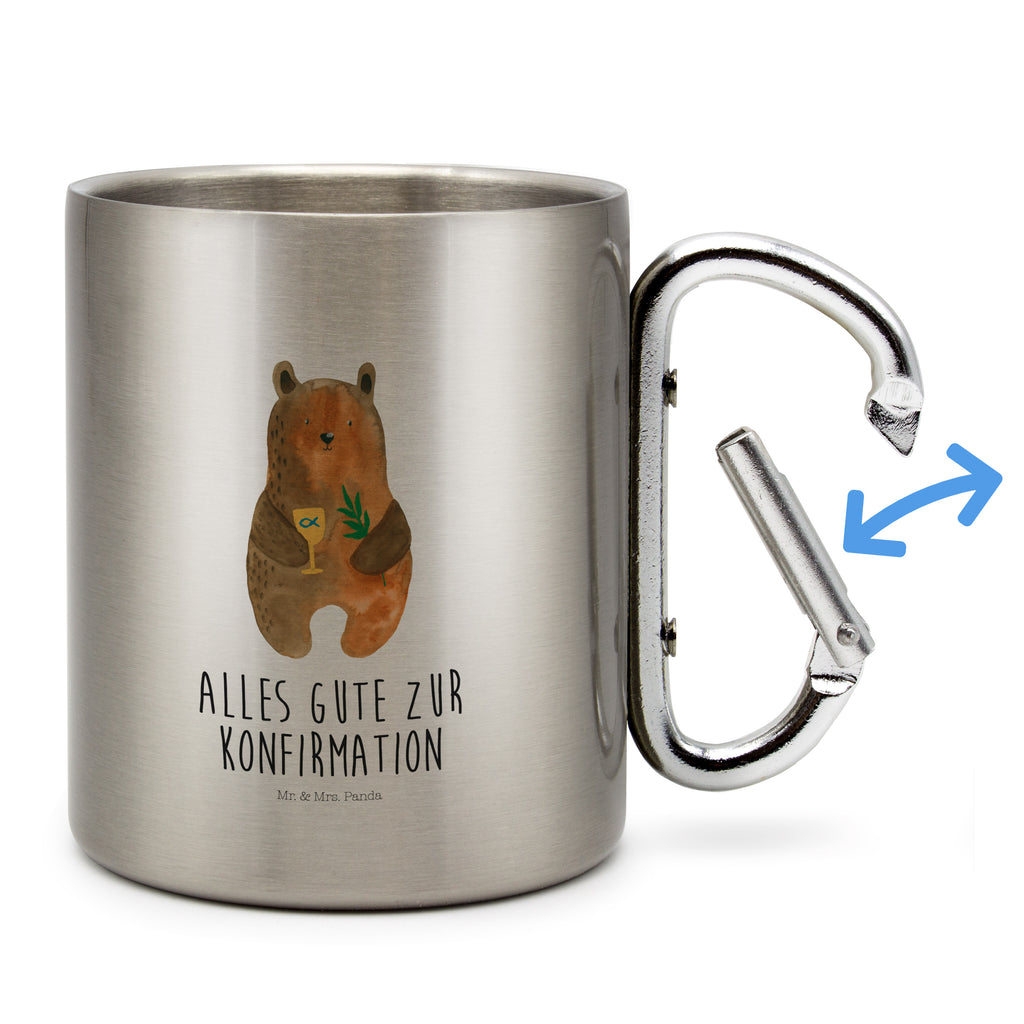 Edelstahlbecher Konfirmation-Bär Edelstahltasse, Karabiner, Edelstahlbecher, Outdoor, Camping, Tasse, Becher, Bär, Teddy, Teddybär, Konfirmation, Kirche, evangelisch, Gottesdienst