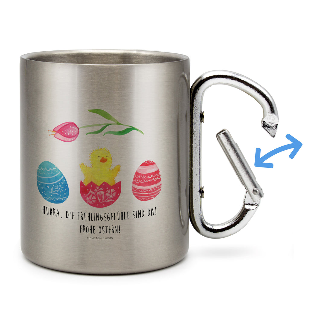 Edelstahlbecher Küken geschlüpft Edelstahltasse, Karabiner, Edelstahlbecher, Outdoor, Camping, Tasse, Becher, Ostern, Osterhase, Ostergeschenke, Osternest, Osterdeko, Geschenk zu Ostern, Küken, Osterei, Ostereier, Ei, Frühlingsgefühle, Freude, Grüße, liebe Grüße, Frohe Ostern, Ostergrüße