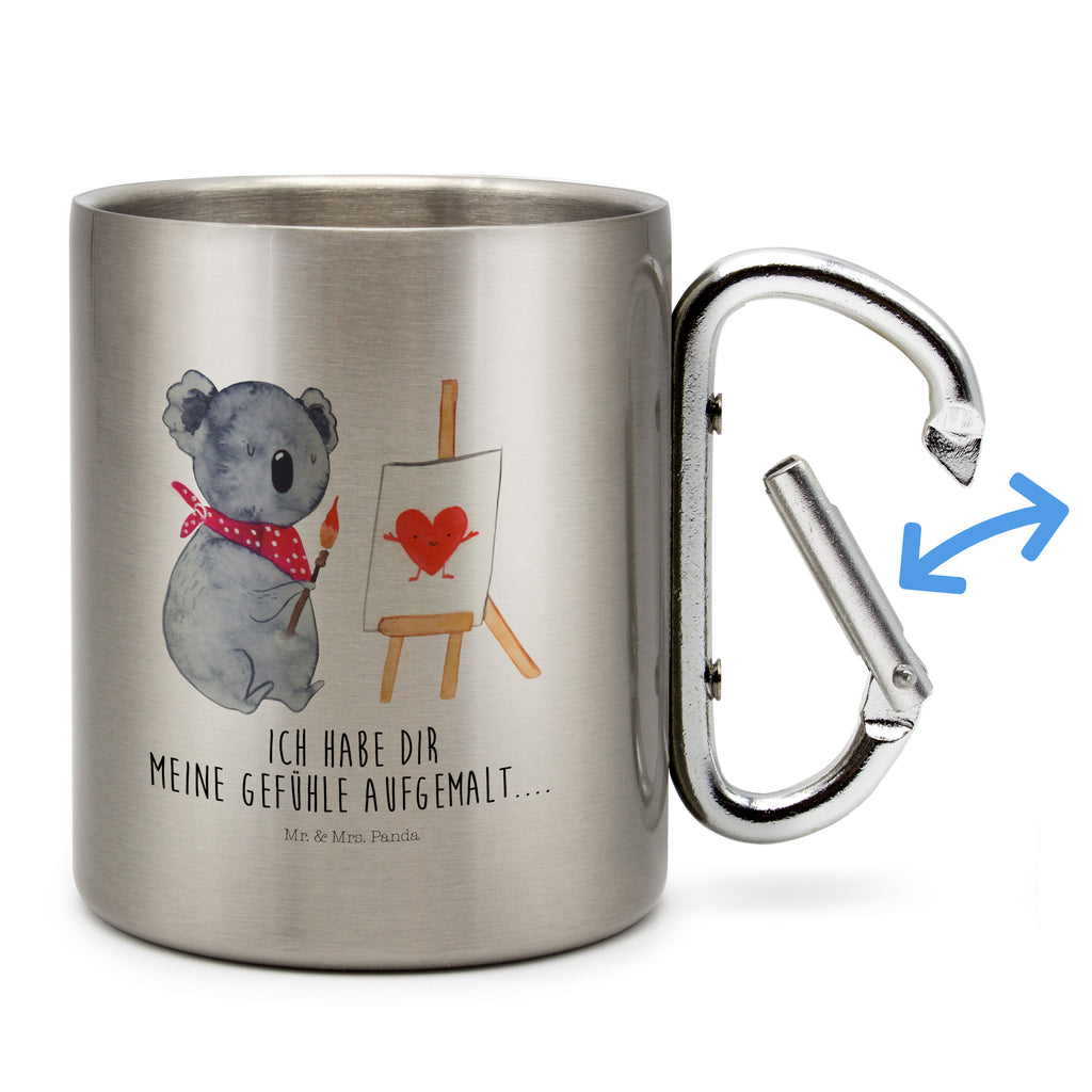 Edelstahlbecher Koala Künstler Edelstahltasse, Karabiner, Edelstahlbecher, Outdoor, Camping, Tasse, Becher, Koala, Koalabär, Liebe, Liebensbeweis, Liebesgeschenk, Gefühle, Künstler, zeichnen