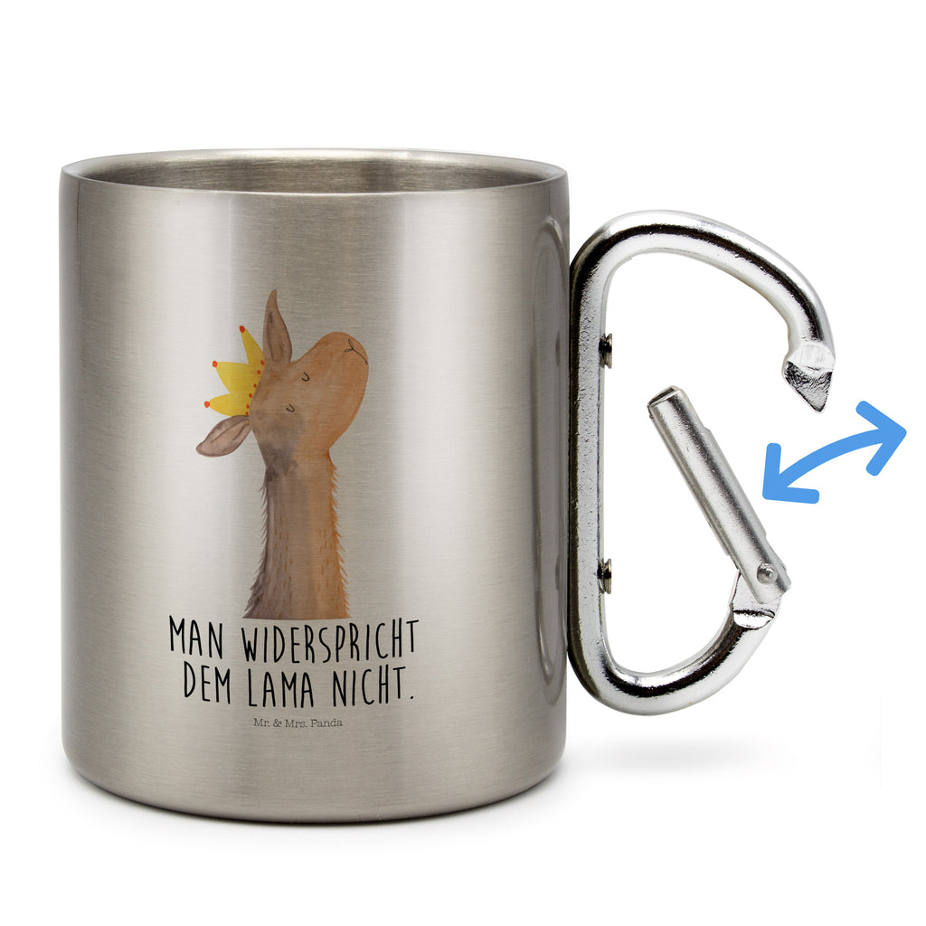 Edelstahlbecher Lamakopf König Edelstahltasse, Karabiner, Edelstahlbecher, Outdoor, Camping, Tasse, Becher, Lama, Alpaka, Lamas, König, Königin, Freundin, Mama, Papa, Büro Kollege, Kollegin, Chef, Vorgesetzter, Abi, Abitur