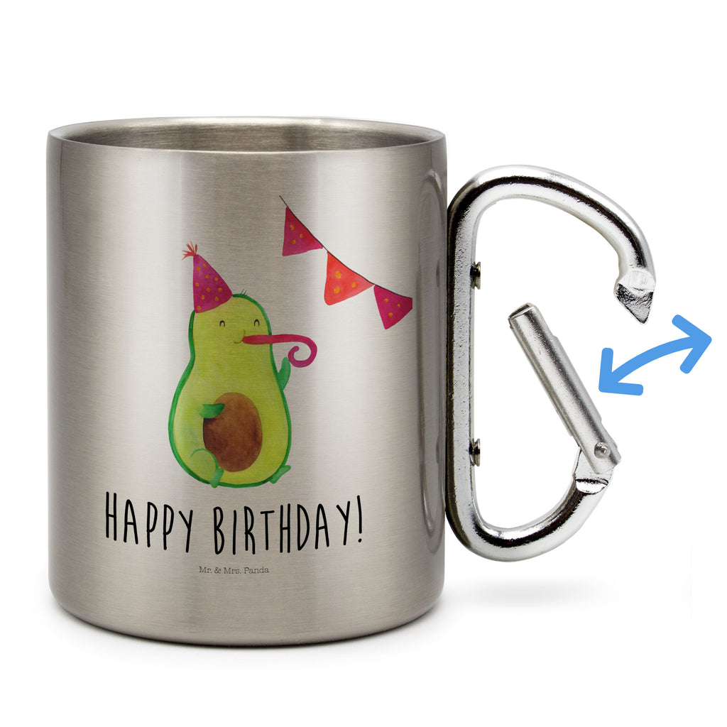 Edelstahlbecher Avocado Birthday Edelstahltasse, Karabiner, Edelstahlbecher, Outdoor, Camping, Tasse, Becher, Avocado, Veggie, Vegan, Gesund