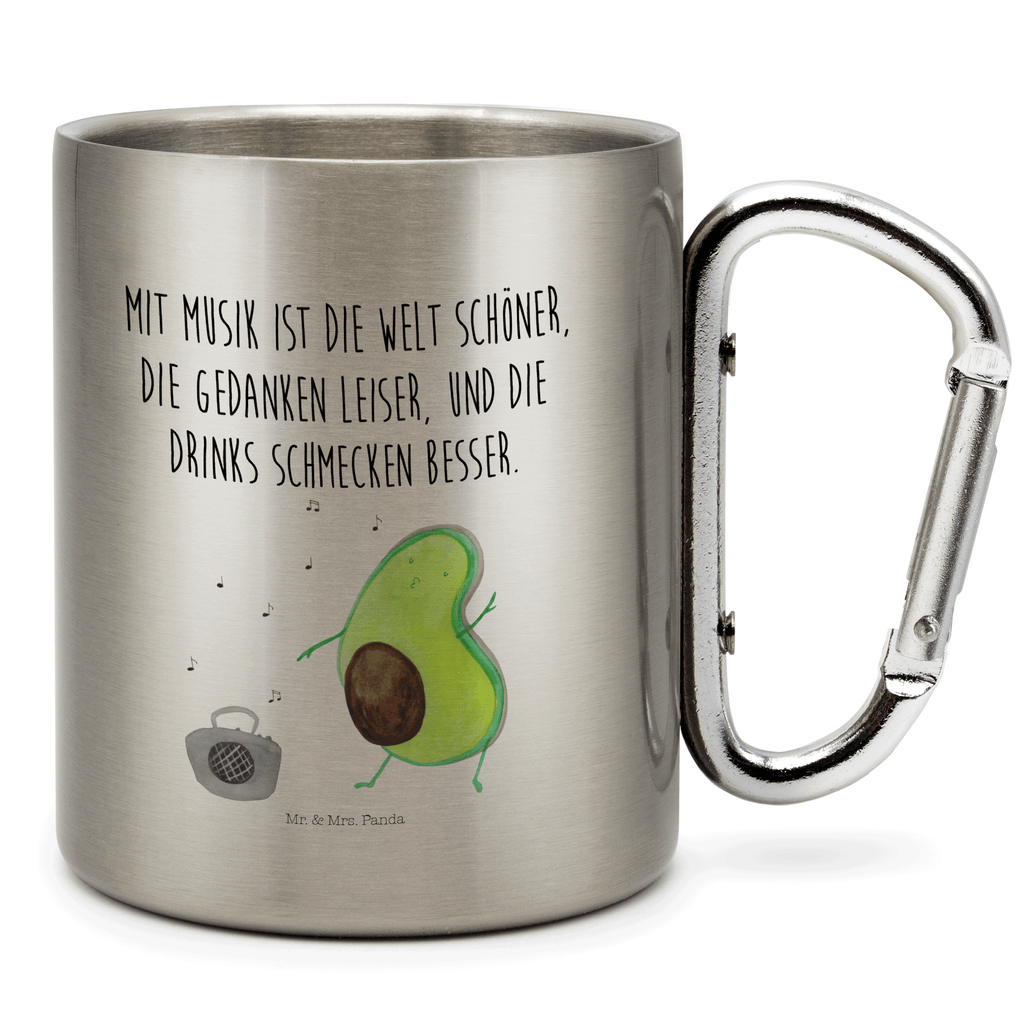 Edelstahlbecher Avocado tanzt Edelstahltasse, Karabiner, Edelstahlbecher, Outdoor, Camping, Tasse, Becher, Avocado, Veggie, Vegan, Gesund