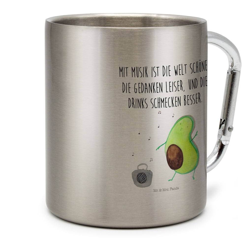 Edelstahlbecher Avocado tanzt Edelstahltasse, Karabiner, Edelstahlbecher, Outdoor, Camping, Tasse, Becher, Avocado, Veggie, Vegan, Gesund