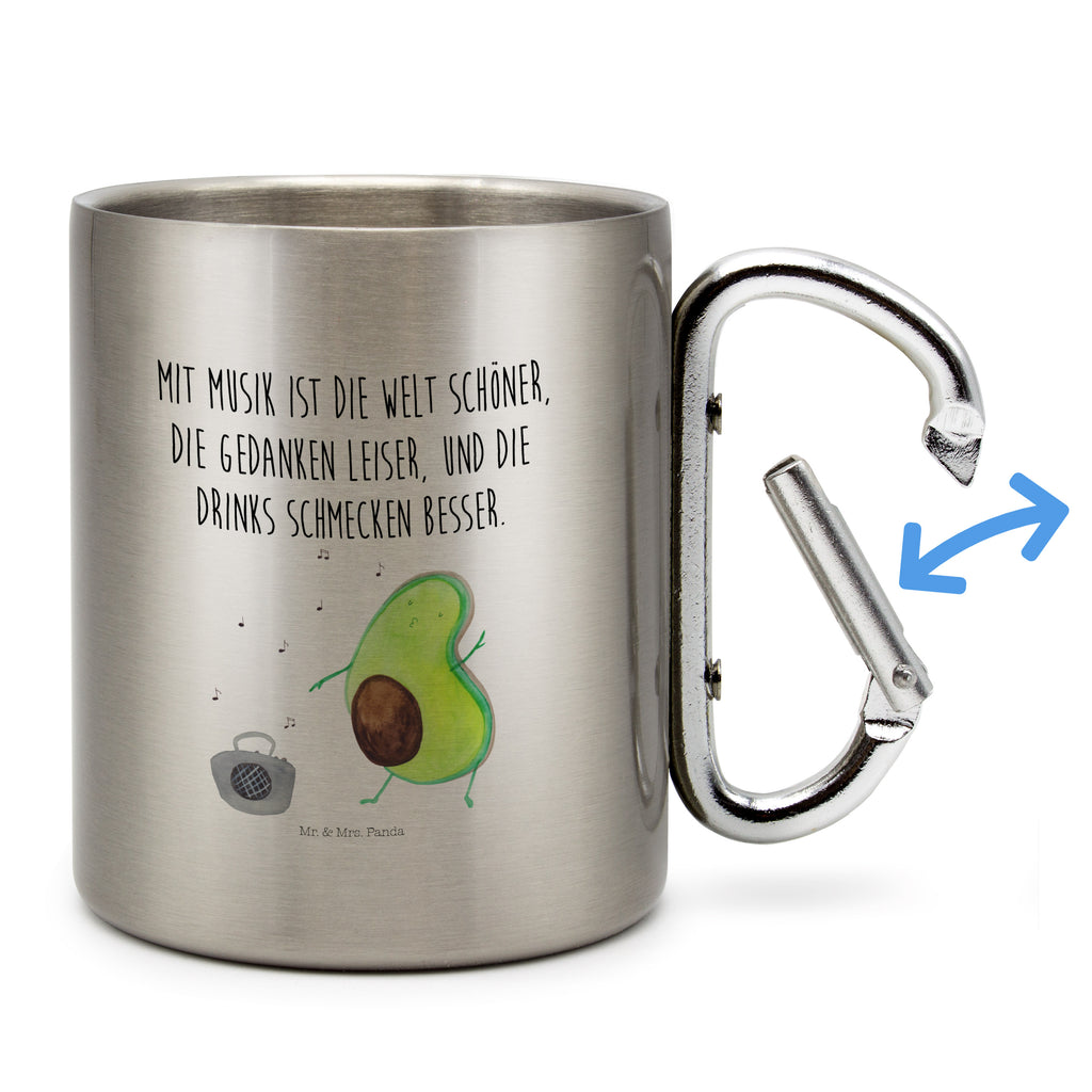 Edelstahlbecher Avocado tanzt Edelstahltasse, Karabiner, Edelstahlbecher, Outdoor, Camping, Tasse, Becher, Avocado, Veggie, Vegan, Gesund