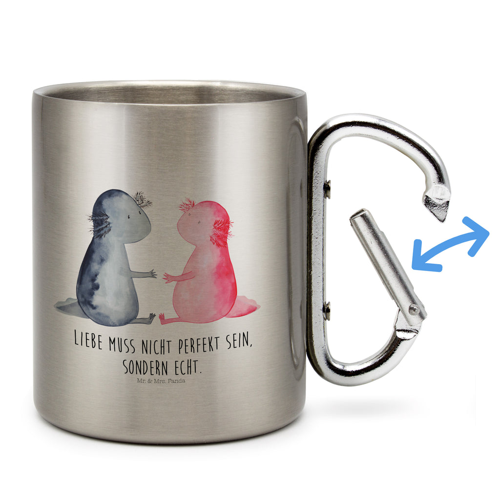 Edelstahlbecher Axolotl Liebe Edelstahltasse, Karabiner, Edelstahlbecher, Outdoor, Camping, Tasse, Becher, Axolotl, Molch, Axolot, Schwanzlurch, Lurch, Lurche, Liebe, große Liebe, Liebesbeweis, Freund, Verlobter, Ehemann, Jahrestag, Valentinstag