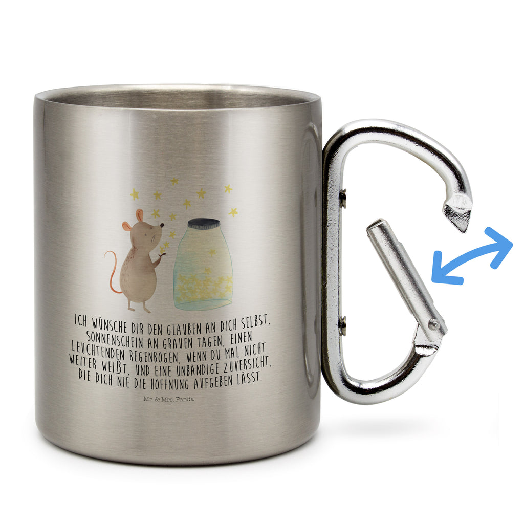 Edelstahlbecher Maus Sterne Edelstahltasse, Karabiner, Edelstahlbecher, Outdoor, Camping, Tasse, Becher, Tiermotive, Gute Laune, lustige Sprüche, Tiere, Maus, Sterne, Wunsch, Kind, Taufe, Taufgeschenk, Geburt, Schwangerschaft, erstes Kind, Kindergeburtstag, Geburtstag, Hoffnung, Träume