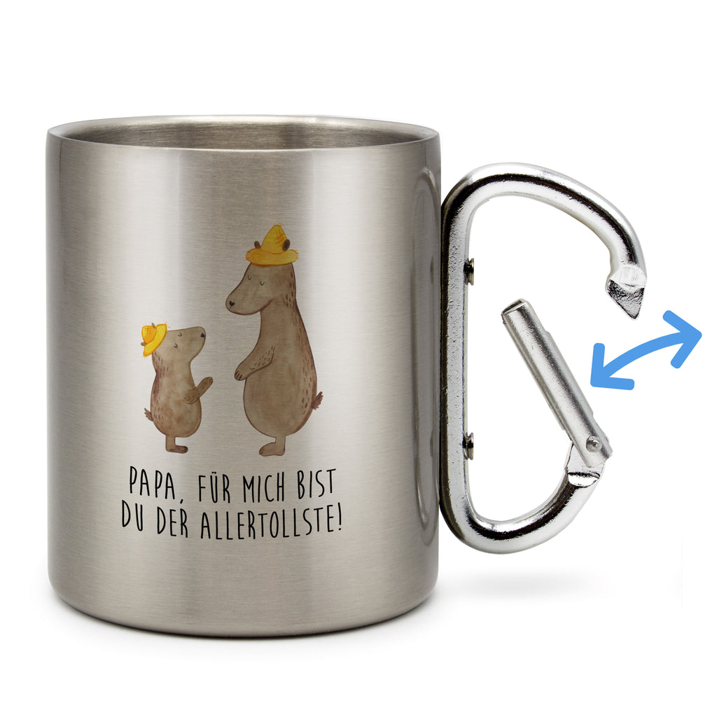Edelstahlbecher Bären mit Hut Edelstahltasse, Karabiner, Edelstahlbecher, Outdoor, Camping, Tasse, Becher, Familie, Vatertag, Muttertag, Bruder, Schwester, Mama, Papa, Oma, Opa, Bär, Bären, Vater, Papi, Paps, Dad, Daddy, Lieblingsmensch, Sohn, Söhne, Kind, Kinder, Vater-Sohn, Family, Vorbild