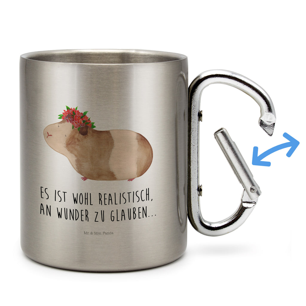 Edelstahlbecher Meerschweinchen weise Edelstahltasse, Karabiner, Edelstahlbecher, Outdoor, Camping, Tasse, Becher, Tiermotive, Gute Laune, lustige Sprüche, Tiere, Meerschweinchen, Meerie, Meeries, Wunder, Blumenkind, Realität, Spruch, Weisheit, Motivation, Wunderland