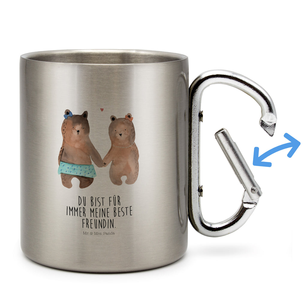 Edelstahlbecher Bär Freundin Edelstahltasse, Karabiner, Edelstahlbecher, Outdoor, Camping, Tasse, Becher, Bär, Teddy, Teddybär, Bär Freundin Beste Freund Liebe Liebesbeweis Verliebt Kumpel Kumpeliene
