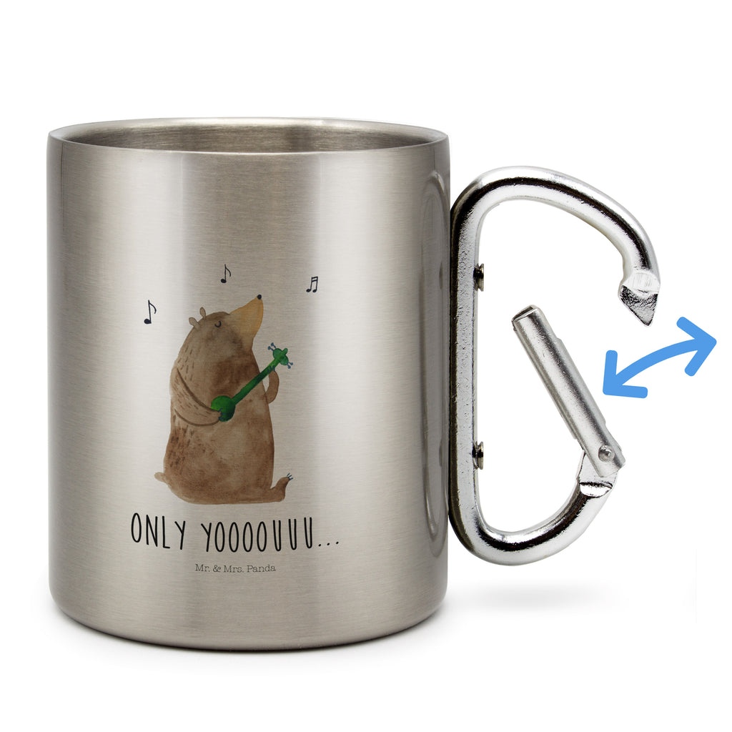 Edelstahlbecher Bär Gitarre Edelstahltasse, Karabiner, Edelstahlbecher, Outdoor, Camping, Tasse, Becher, Bär, Teddy, Teddybär