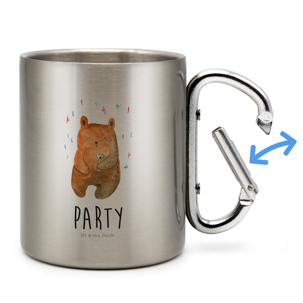 Edelstahlbecher Bär Party Edelstahltasse, Karabiner, Edelstahlbecher, Outdoor, Camping, Tasse, Becher, Bär, Teddy, Teddybär, Geburtstag, Geburtstagsgeschenk, Geschenk, Party, Feiern, Abfeiern, Mitbringsel, Gute Laune, Lustig