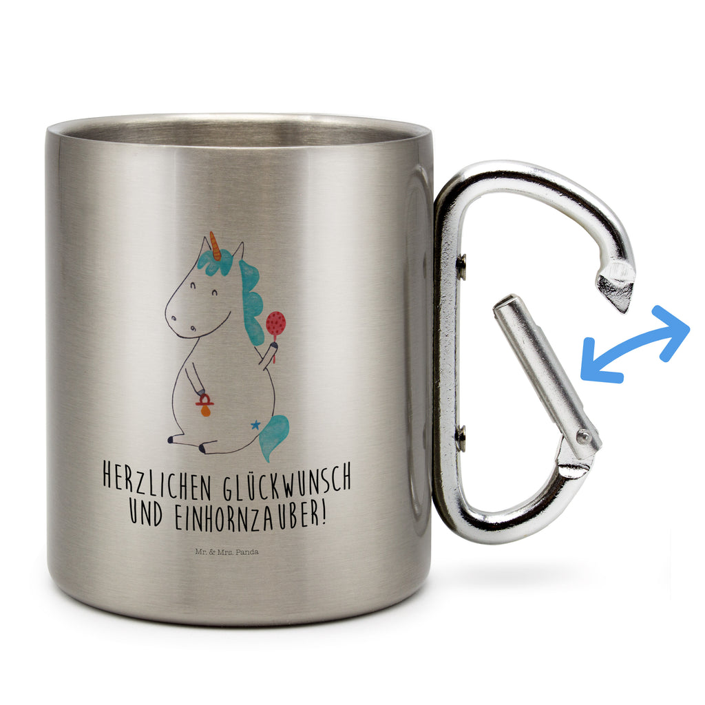 Edelstahlbecher Einhorn Baby Edelstahltasse, Karabiner, Edelstahlbecher, Outdoor, Camping, Tasse, Becher, Einhorn, Einhörner, Einhorn Deko, Pegasus, Unicorn, Mutter, Geburt, Geburtstag, erstes Kind, Baby, Babyglück, Nachwuchs, Eltern, Party, Kind, Schnuller