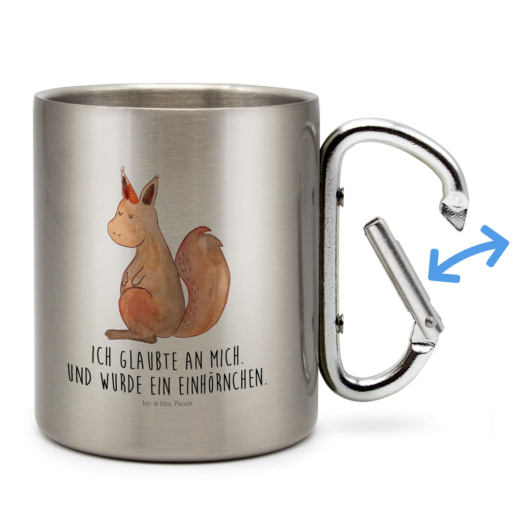Edelstahlbecher Einhörnchen Glaube Edelstahltasse, Karabiner, Edelstahlbecher, Outdoor, Camping, Tasse, Becher, Einhorn, Einhörner, Einhorn Deko, Pegasus, Unicorn, Einhörnchen, Eichhörnchen, Eichhorn