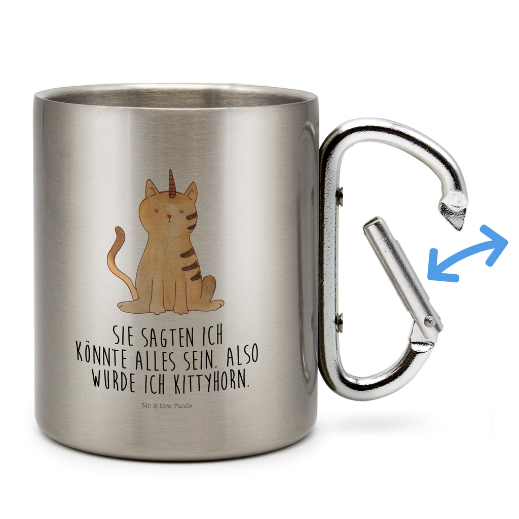 Edelstahlbecher Einhorn Katze Edelstahltasse, Karabiner, Edelstahlbecher, Outdoor, Camping, Tasse, Becher, Einhorn, Einhörner, Einhorn Deko, Pegasus, Unicorn, Katzer, Mieze, Regenbogen, Glitzer, Einhornpower, Erwachsenwerden, Katze, Katzenhorn, Einhornkatze, Kittyhorn