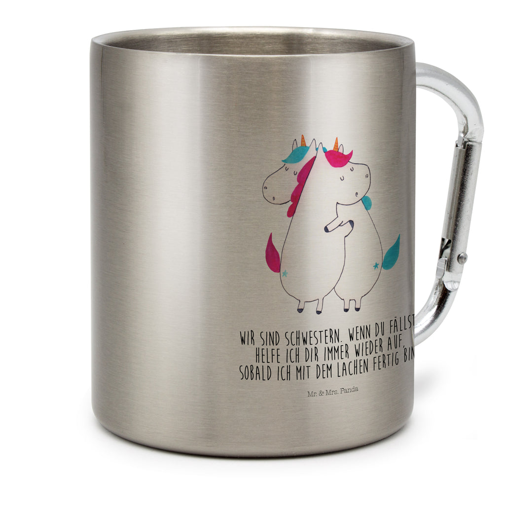 Edelstahlbecher Einhörner Umarmen Edelstahltasse, Karabiner, Edelstahlbecher, Outdoor, Camping, Tasse, Becher, Einhorn, Einhörner, Einhorn Deko, Pegasus, Unicorn, Freundinnen, Freundin, BFF, Schwester, Schwestern, Familie, Geschwister, Sister, Liebe