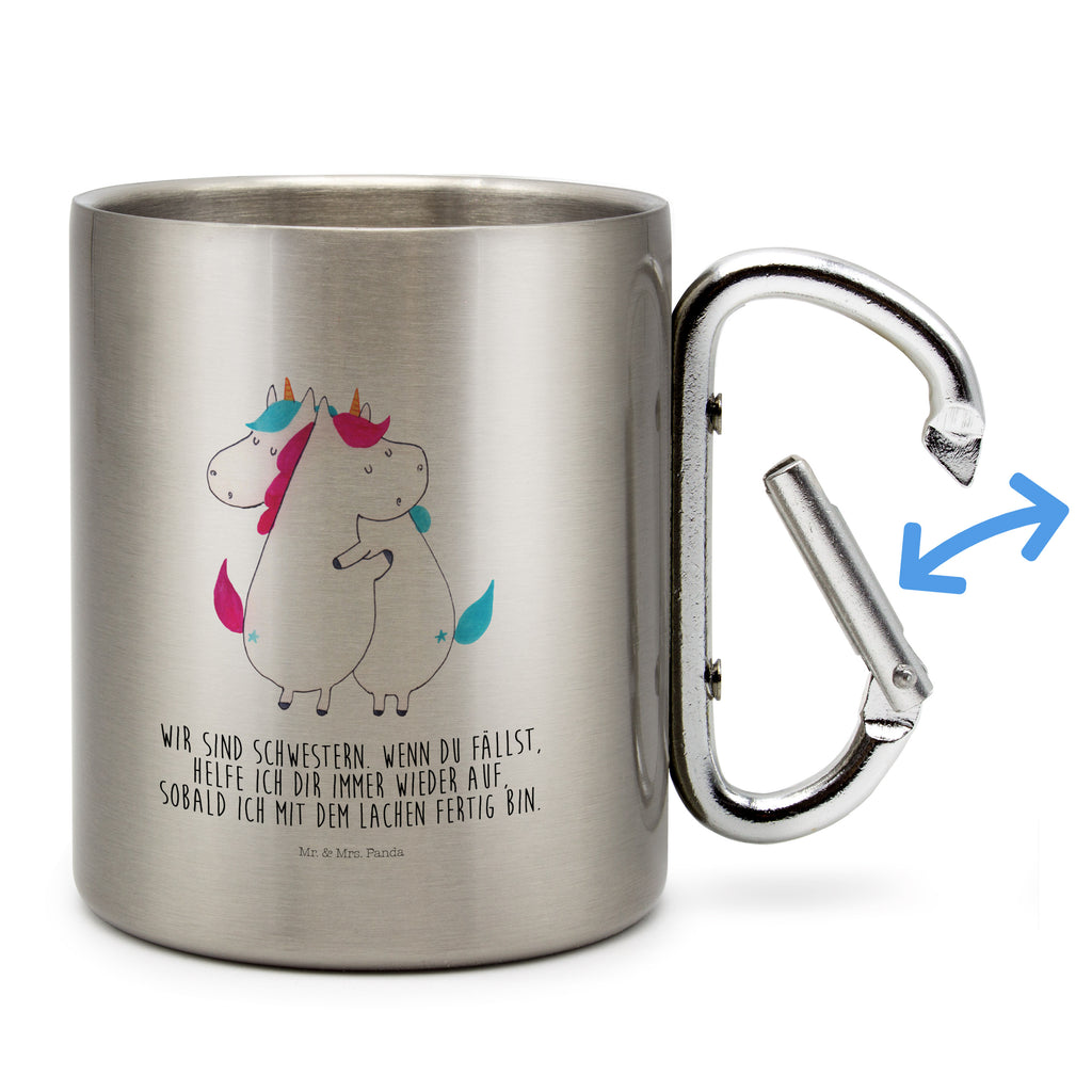 Edelstahlbecher Einhörner Umarmen Edelstahltasse, Karabiner, Edelstahlbecher, Outdoor, Camping, Tasse, Becher, Einhorn, Einhörner, Einhorn Deko, Pegasus, Unicorn, Freundinnen, Freundin, BFF, Schwester, Schwestern, Familie, Geschwister, Sister, Liebe