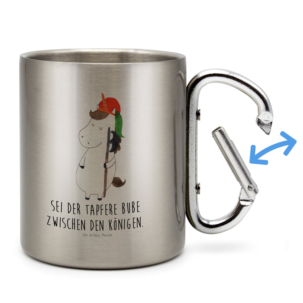 Edelstahlbecher Einhorn Bube Edelstahltasse, Karabiner, Edelstahlbecher, Outdoor, Camping, Tasse, Becher, Einhorn, Einhörner, Einhorn Deko, Pegasus, Unicorn, Bube, Mittelalter