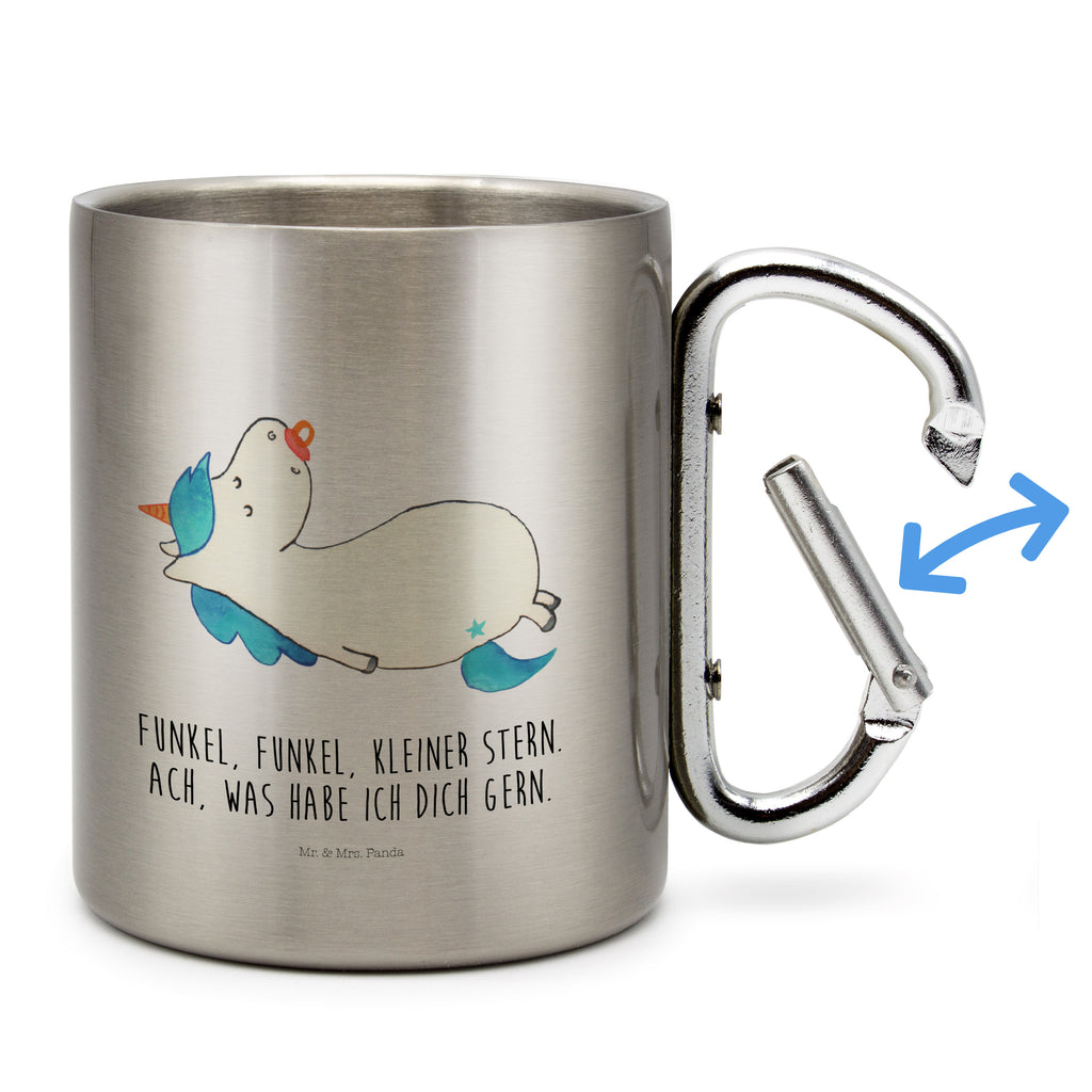 Edelstahlbecher Einhorn Schnullie Edelstahltasse, Karabiner, Edelstahlbecher, Outdoor, Camping, Tasse, Becher, Einhorn, Einhörner, Einhorn Deko, Pegasus, Unicorn, Baby, Kleinkind, Geburt, Geburtstag, Säugling, Schnuller, Geschenk Geburt, Mutter, Mama