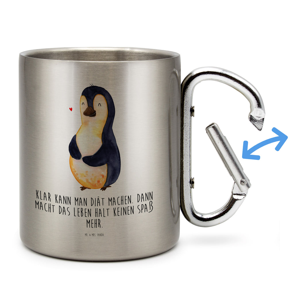 Edelstahlbecher Pinguin Diät Edelstahltasse, Karabiner, Edelstahlbecher, Outdoor, Camping, Tasse, Becher, Pinguin, Pinguine, Diät, Abnehmen, Abspecken, Gewicht, Motivation, Selbstliebe, Körperliebe, Selbstrespekt
