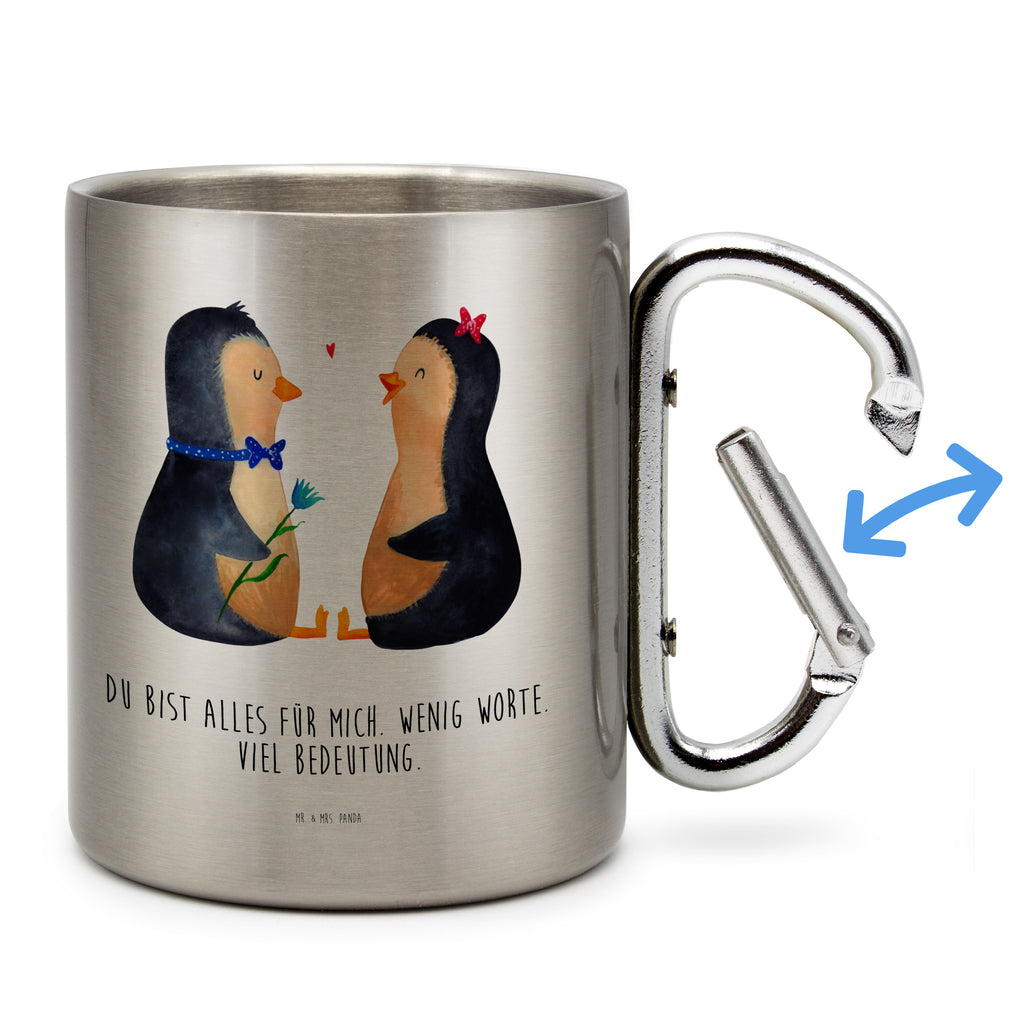 Edelstahlbecher Pinguin Pärchen Edelstahltasse, Karabiner, Edelstahlbecher, Outdoor, Camping, Tasse, Becher, Pinguin, Pinguine, Liebe, Liebespaar, Liebesbeweis, Liebesgeschenk, Verlobung, Jahrestag, Hochzeitstag, Hochzeit, Hochzeitsgeschenk, große Liebe, Traumpaar