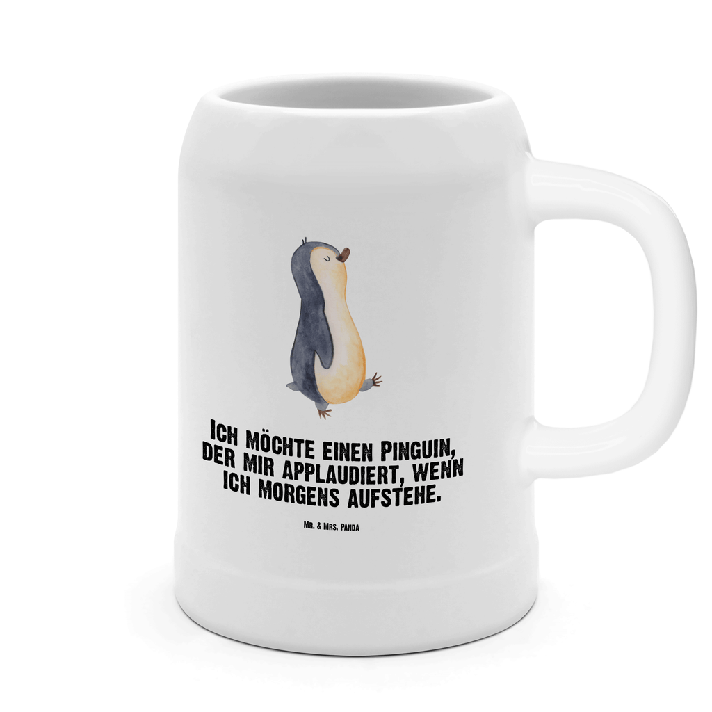 Bierkrug Pinguin marschierend Bierkrug, Bierkrüge, Bierkrug Steingut, Steinkrüge, 0, 5 l, 500ml, Krug, Pinguin, Pinguine, Frühaufsteher, Langschläfer, Bruder, Schwester, Familie