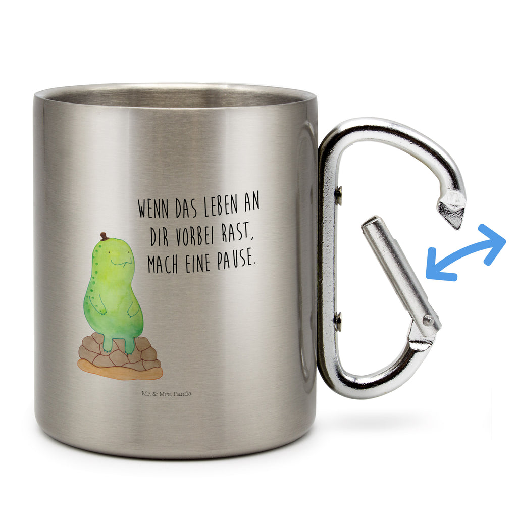Edelstahlbecher Schildkröte pausiert Edelstahltasse, Karabiner, Edelstahlbecher, Outdoor, Camping, Tasse, Becher, Schildkröte, Achtsamkeit, Entschleunigen, achtsam