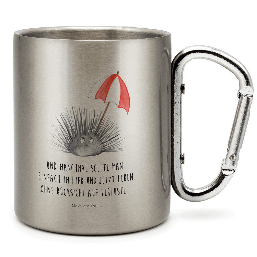Edelstahlbecher Seeigel Edelstahltasse, Karabiner, Edelstahlbecher, Outdoor, Camping, Tasse, Becher, Meerestiere, Meer, Urlaub, Seeigel, Achtsamkeit, Selbstakzeptanz, Selbstliebe, Hier und Jetzt, Leben, Lebe